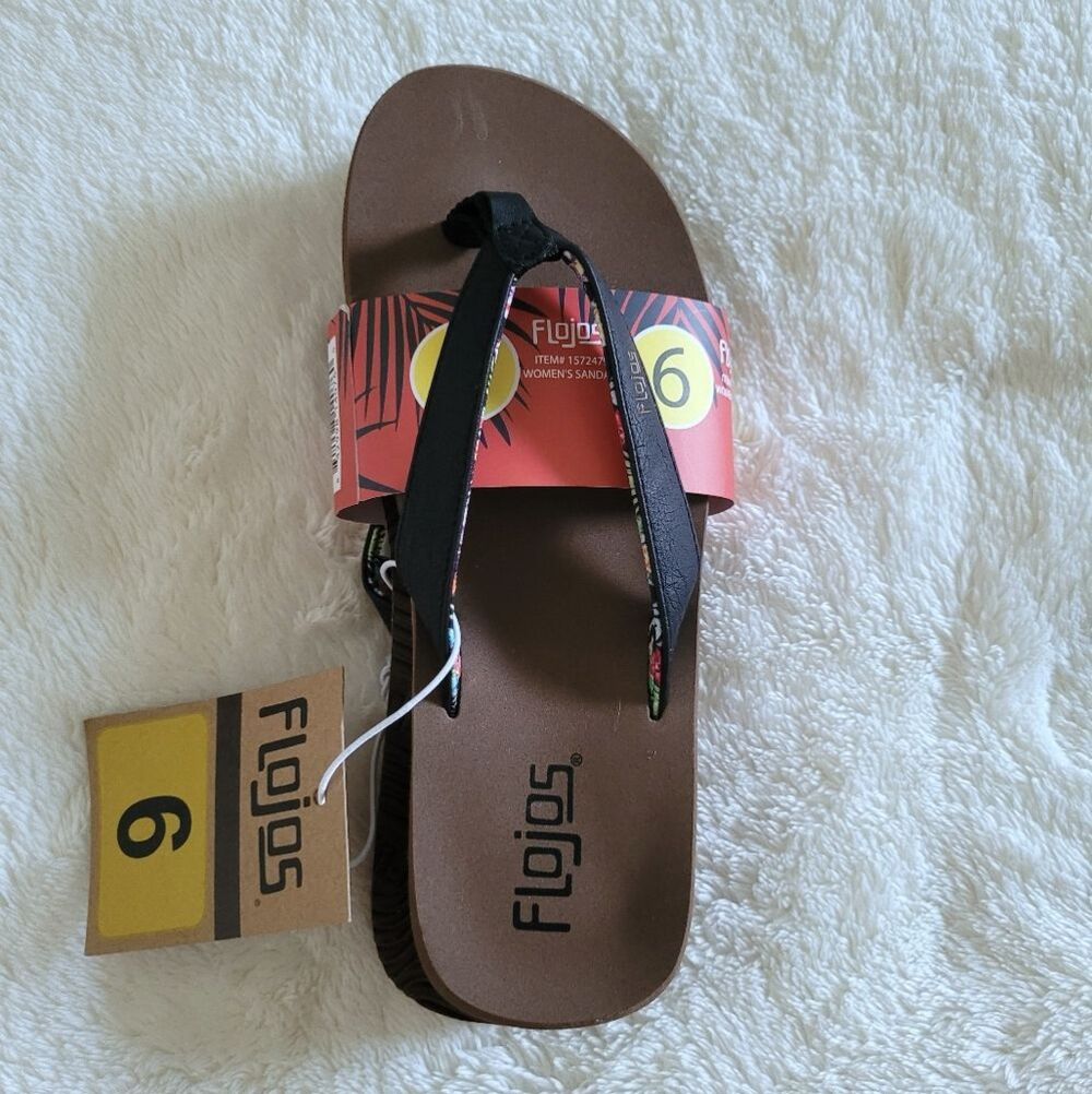 Flojos Women's Flip Flops in Black🖤 Size 6 - NWT - Picture 2 of 16